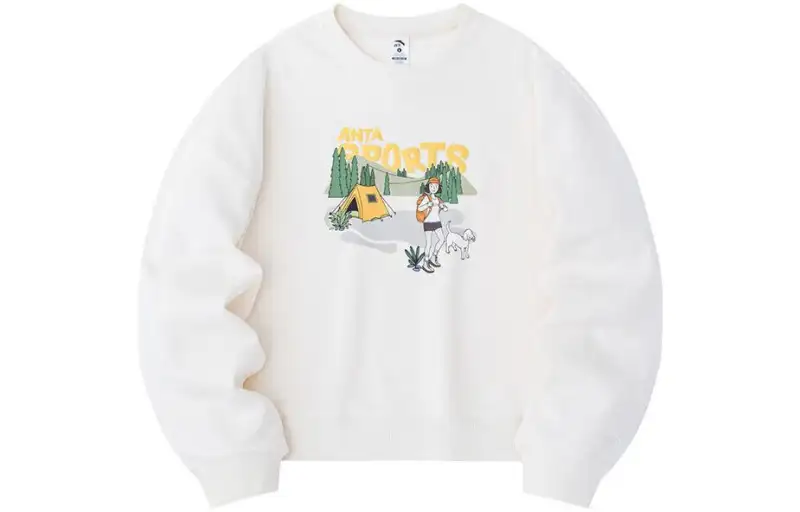 ANTA Sweatshirts Women's White Crew Neck Moderate Regular
