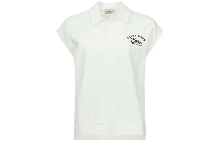 EVISU Polo Shirts Women's White Polo Collar Moderate Straight Fit