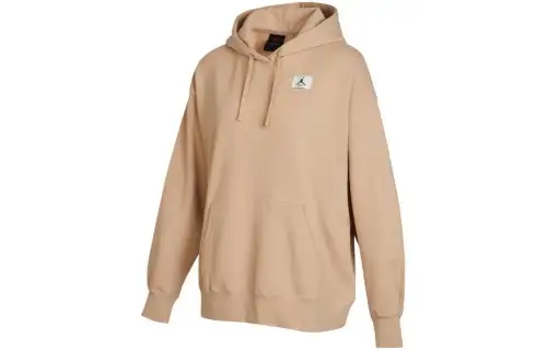 Jordan Athleisure Fleece Lined Hooded Pullover Long Sleeved Sweatshirt Women's Khaki
