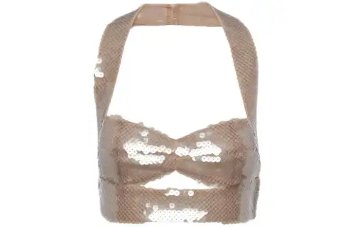 PRADA Sequined Tulle Top Camisole Women's Gold