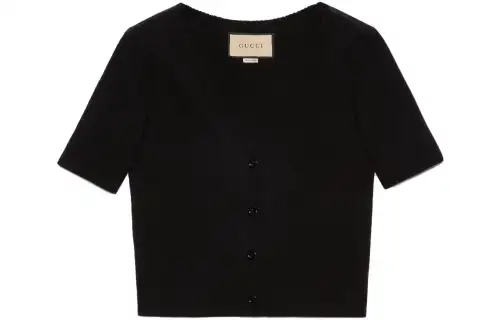 GUCCI Ribbed Trim Cropped Cardigan