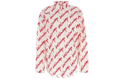 Balenciaga Allover Logo Print Long Sleeved Shirt