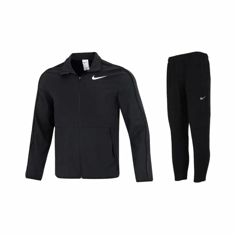 Мужской спортивный костюм Nike с отложным воротником (черный)
