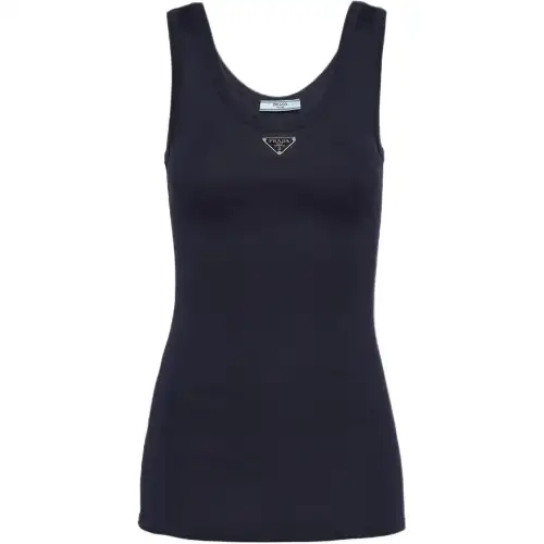 Prada enamel-triangle cotton top