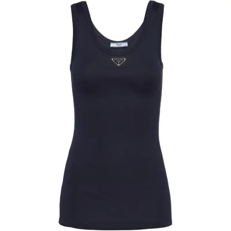 Prada enamel-triangle cotton top