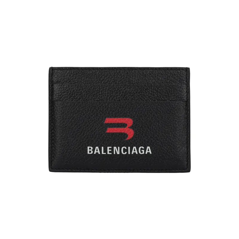 Balenciaga Cash Grained Calfskin Card Holder Men's Black