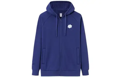 Anta Meowth Fleece Lined Solid Color Zippers Hooded Fleece Sweatshirt Women's Dark Shadow Blue