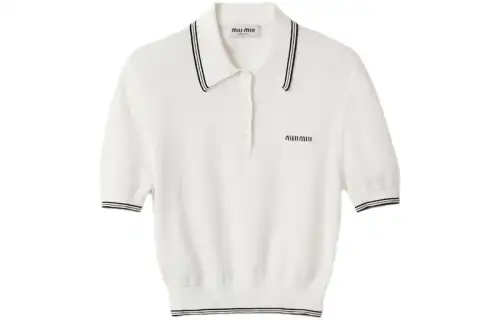 Miu Miu stripe-detail polo top