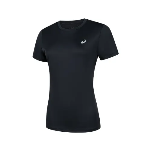ASICS T Shirts Women's Black Crew Neck Moderate Straight Fit