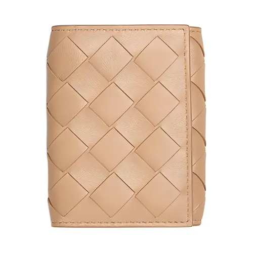 Bottega Veneta Cow Leather Wallet Unisex Beige