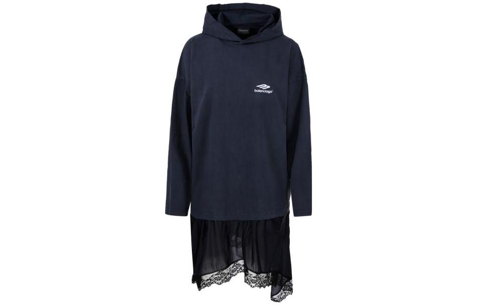 Женское худи Balenciaga Оверсайз (темно-синее)