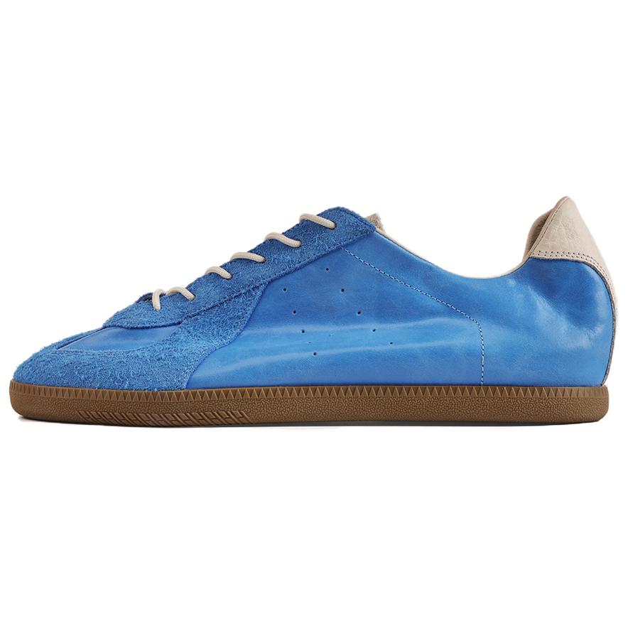 PANE Light training No-Gi series-AIRLINER flight cowhide, retro moral training thin sole, non-slip and wear-resistant, low-top lifestyle casual shoes, same style for men and women, blue