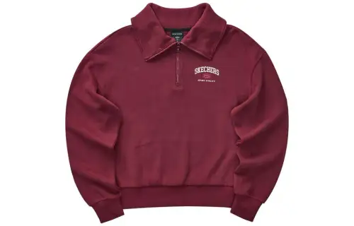 Skechers Colorful Sweatshirts Women's Grape Red/003T Polo Collar Moderate Regular