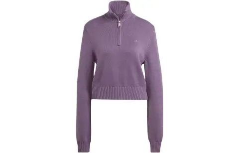 Adidas Originals Premium Essentials Half Zip Knitwear Women's Dark Gray Violet