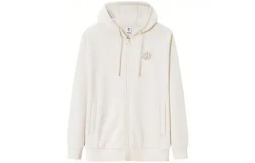 Anta Meowth Fleece Lined Solid Color Zippers Hooded Fleece Sweatshirt Women's Duck Down White