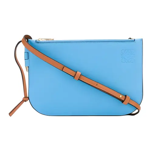 LOEWE Gate Soft Calfskin Crossbody Bag, Shoulder Bag Women's Blue & Caramel