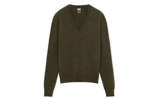 LOEWE SS24 Cashmere Sweater Women's Khaki Green