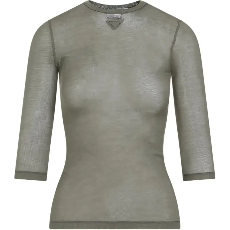 PRADA T Shirts Women's Gray Crew Neck Moderate Other