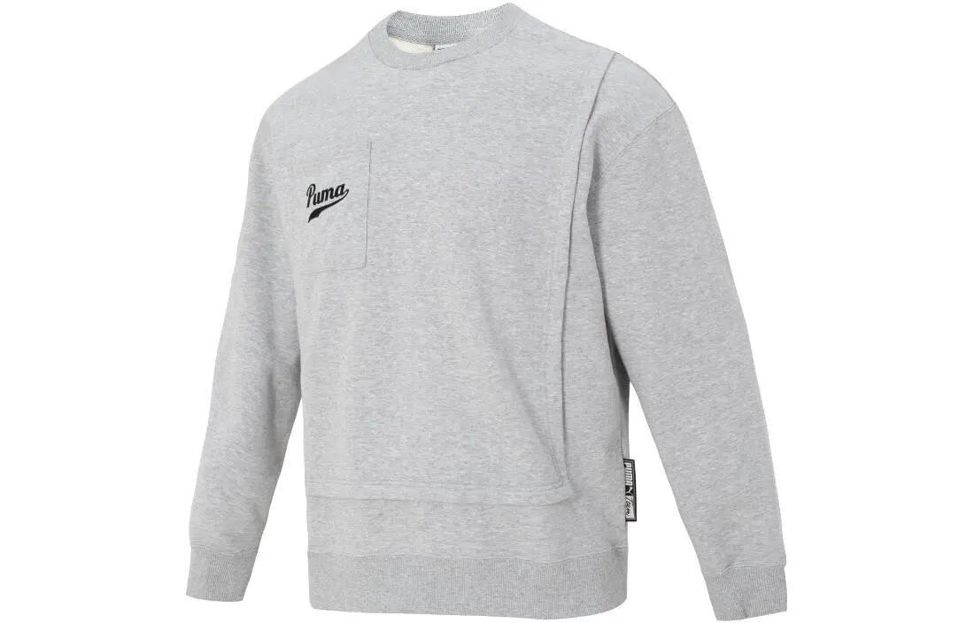 PUMA Sweatshirts Women's Gray Crew Neck Moderate Regular