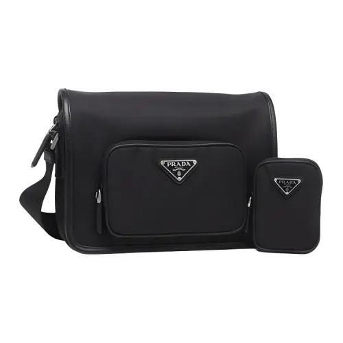 PRADA Saffiano Nylon Shoulder Bag, Crossbody Bag Women's Black