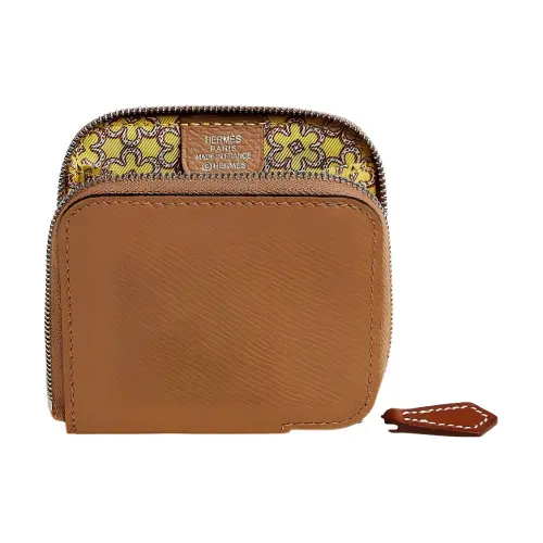 HERMES Silk'In Epsom With Barenia Calfskin Wallet Coin Purse Women's Masala Tea Brown