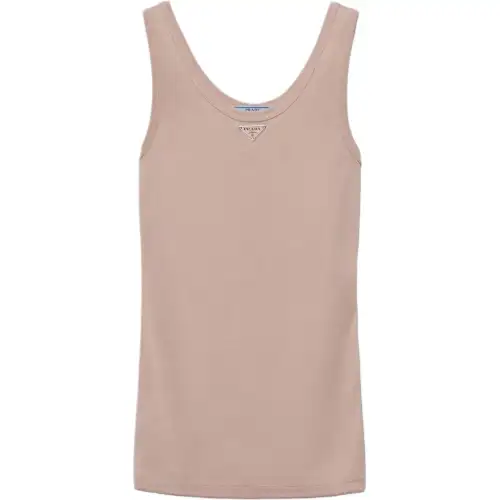 PRADA Tank Tops Women's Khaki Crew Neck Moderate Other