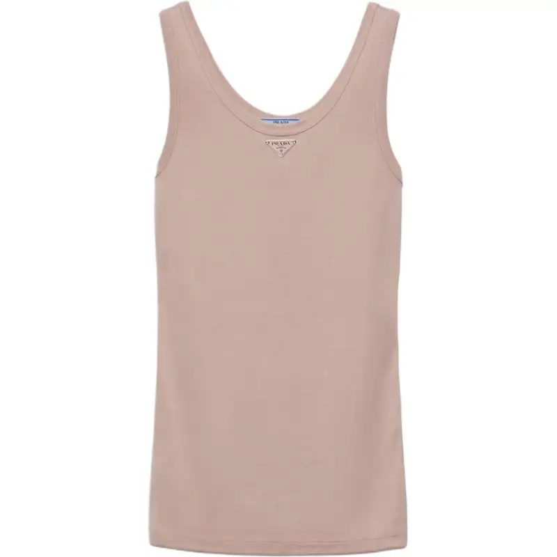 PRADA Tank Tops Women's Khaki Crew Neck Moderate Other