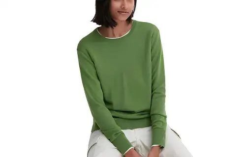 UNIQLO Knitwear Women's Green Crew Neck Moderate Base Layer
