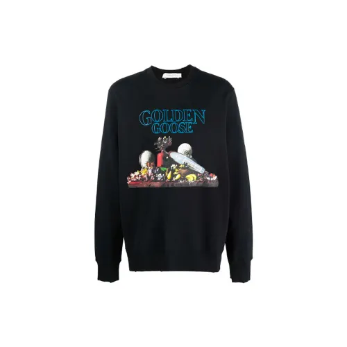 Golden Goose Sweatshirts Men's Black Crew Neck Moderate Regular
