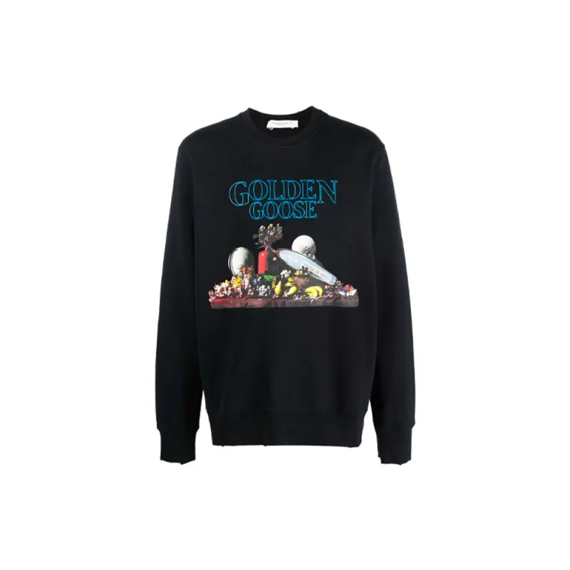 Golden Goose Sweatshirts Men's Black Crew Neck Moderate Regular