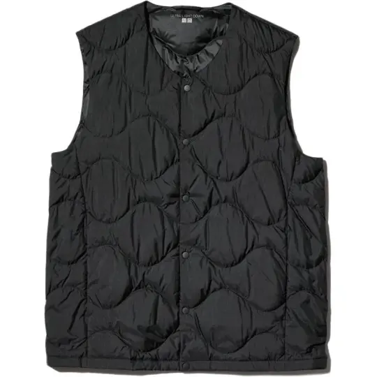 UNIQLO Down Vests Unisex Black Collarless Moderate Other