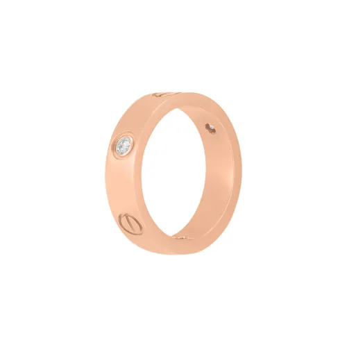 CARTIER LOVE Diamond 18K Rose Gold Rings Unisex Rose Gold