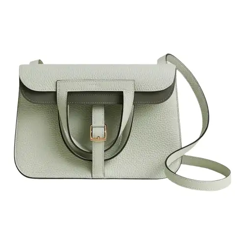 HERMES Halzan Clemence Bullock Leather Horseshoe Bag, Portable Crossbody Bag, Shoulder Bag Regular Women's