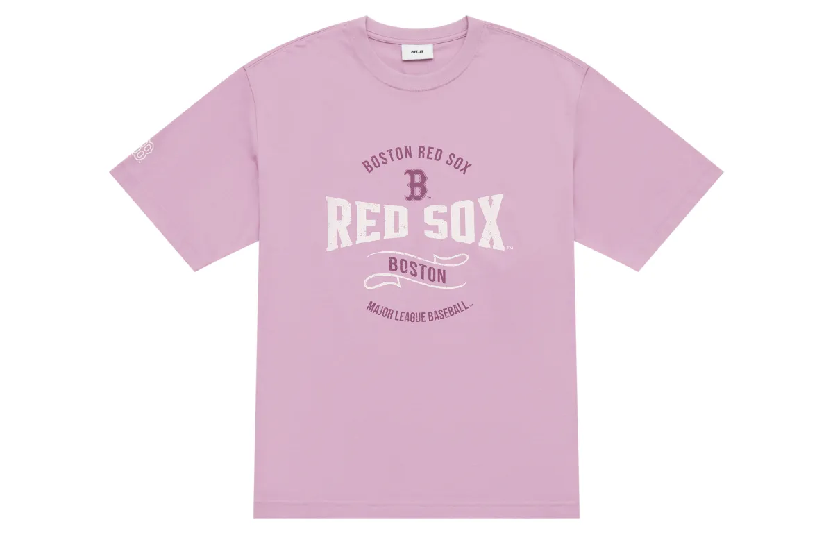 MLB Preppy Style Collection Boston Red Sox SS25 T Shirt Unisex Pink