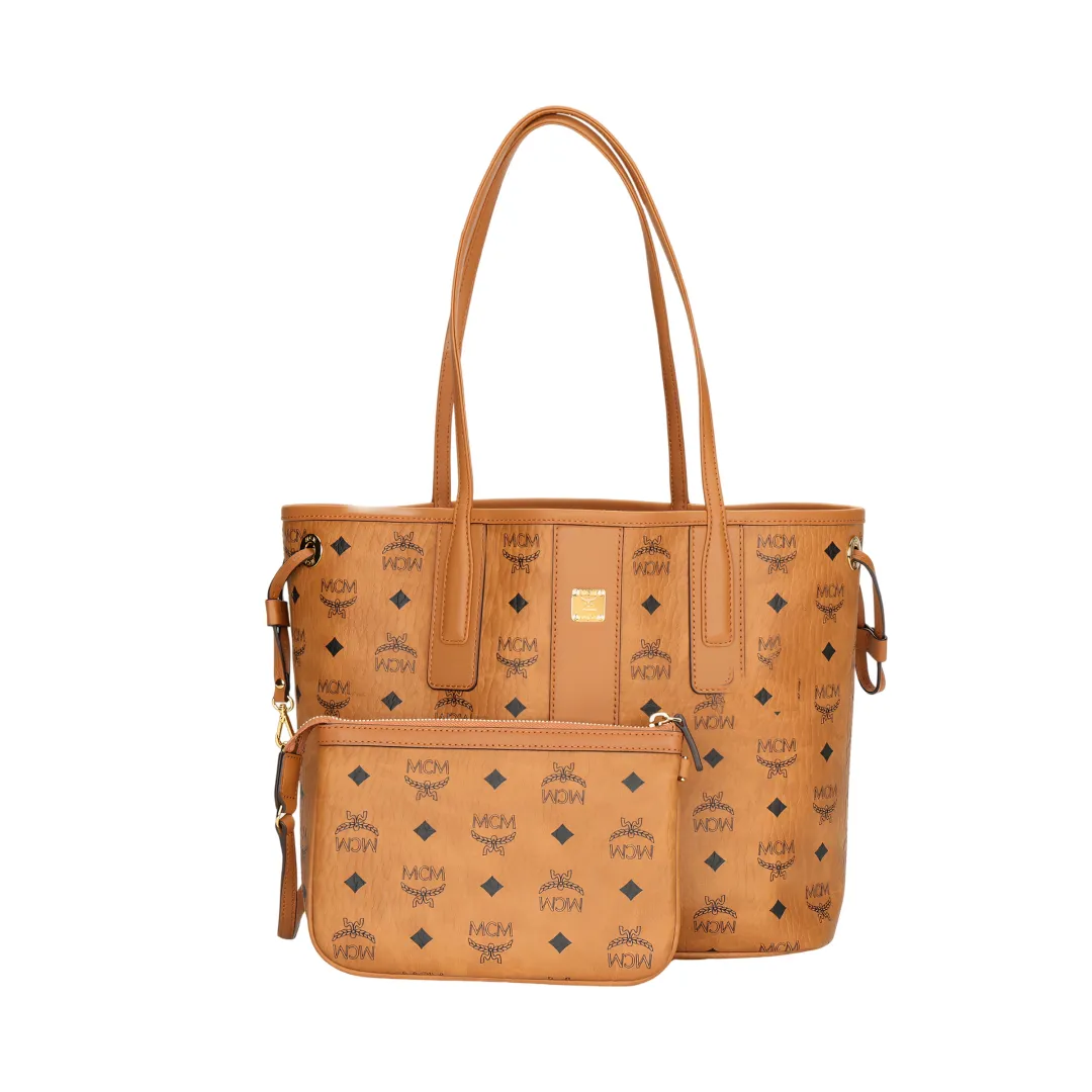 MCM Liz Canvas With Leather Trim Combo Bag, Tote Bag, Shopping Bag, Portable Crossbody Bag, Shoulder Bag Small Women's