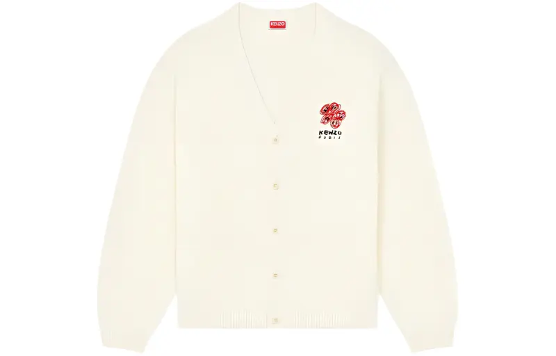 KENZO Drawn Varsity Embroidered Cardigan