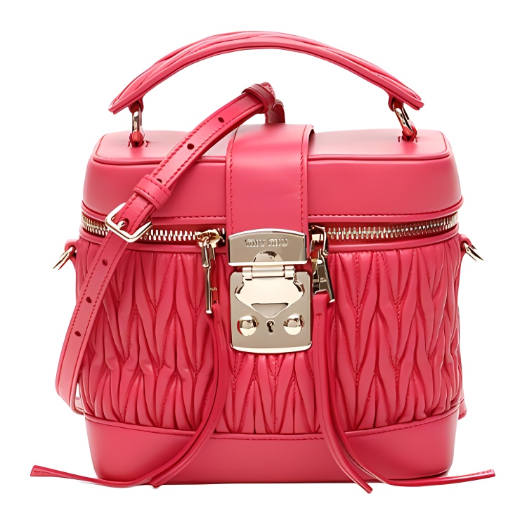 MIU MIU Zip Closure Sheepskin Shoulder Bag, Crossbody Bag, Handbag Women's Pink