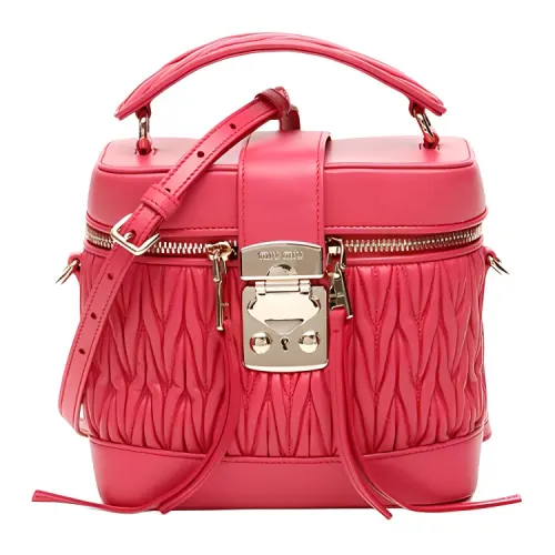 MIU MIU Zip Closure Sheepskin Shoulder Bag, Crossbody Bag, Handbag Women's Pink