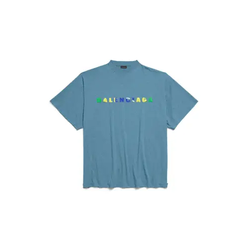 Balenciaga T Shirt Loose Fit Men's Blue Gray