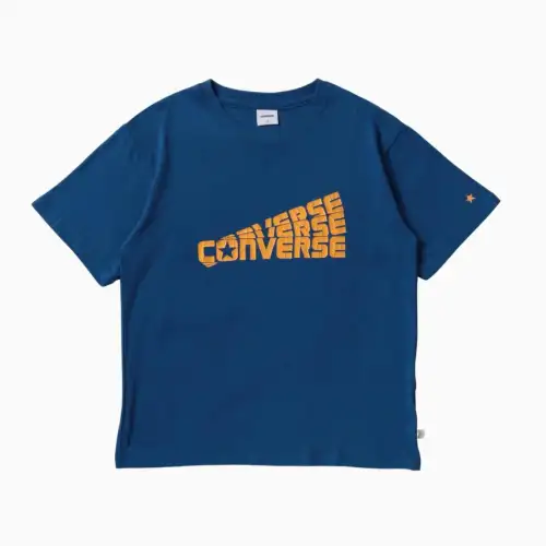Converse T Shirts Unisex Blue Crew Neck Moderate