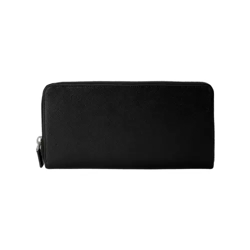 PRADA Cow Leather Clutch Wallet Unisex Black