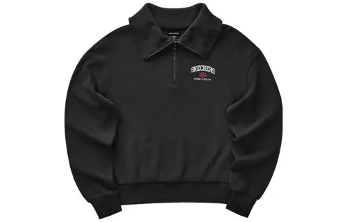 Skechers Colorful Sweatshirts Women's Carbon Black/0018 Lapel Moderate Regular