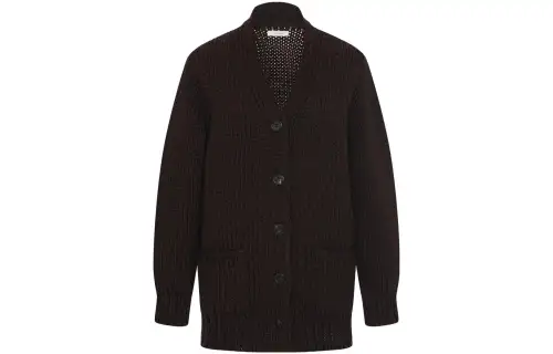 THE ROW Knitwear Women's Brown V Neck Moderate Cardigan