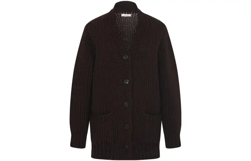 THE ROW Knitwear Women's Brown V Neck Moderate Cardigan
