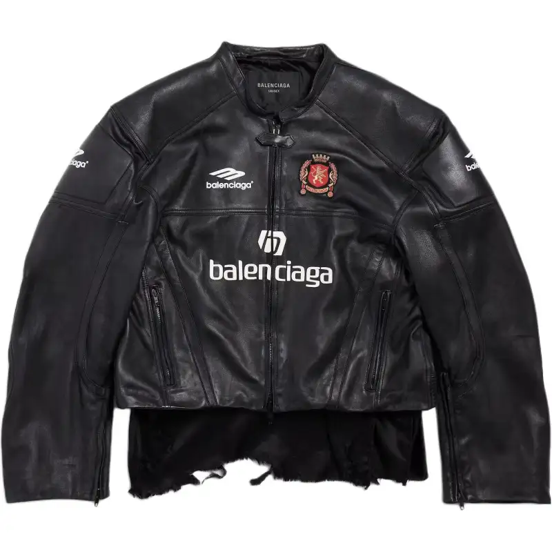 Balenciaga Leather Jacket Loose Fit Men's Black