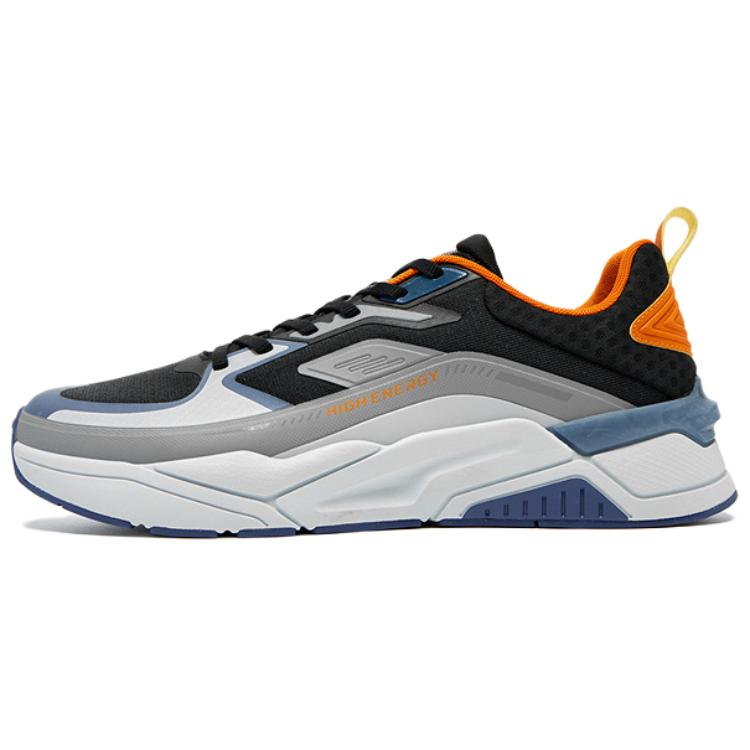 QIAODAN Cushioning Lightweight Low top Casual Training Running Shoes Men’s Black Silver Orange