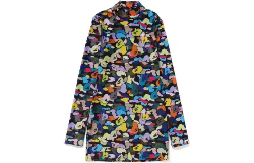 Bape Women's Multi Camo Turtle Neck Onepiece White