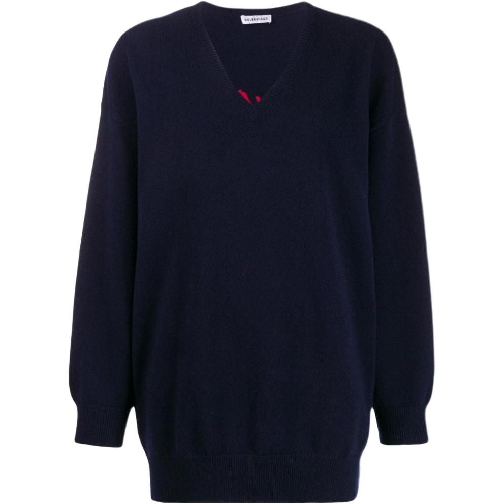 Balenciaga Sweaters Women's Marine Blue V Neck Moderate Other