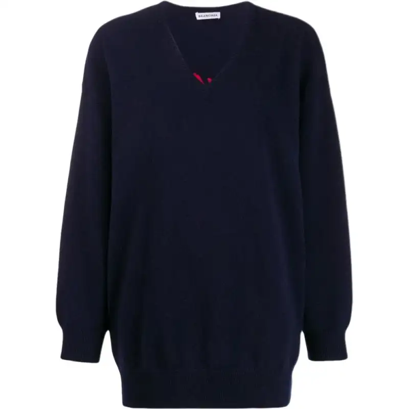 Balenciaga Sweaters Women's Marine Blue V Neck Moderate Other