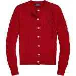 Polo Ralph Lauren Pony, long-sleeve with a round collar, knitted cardigan, red sweater, with embroidery, with your logo imprint, print, loose straight fit